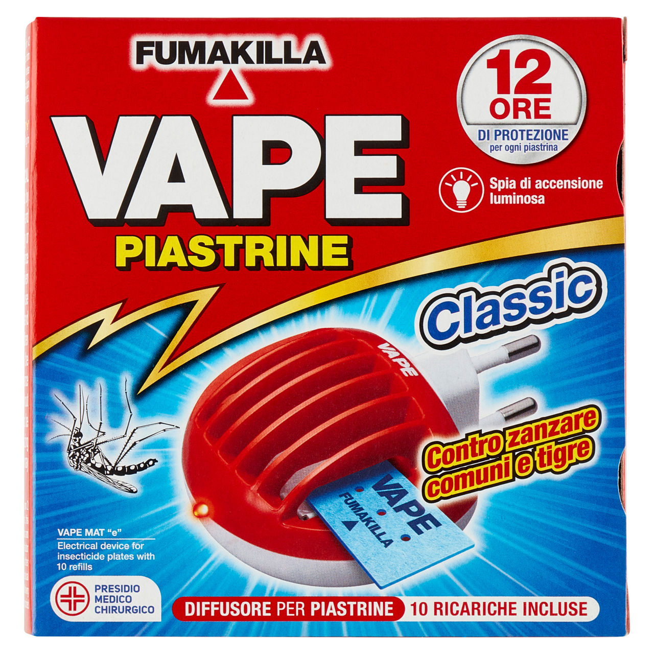 Insetticida diffusore per piastrine con ricarica Classic 10 piastrine