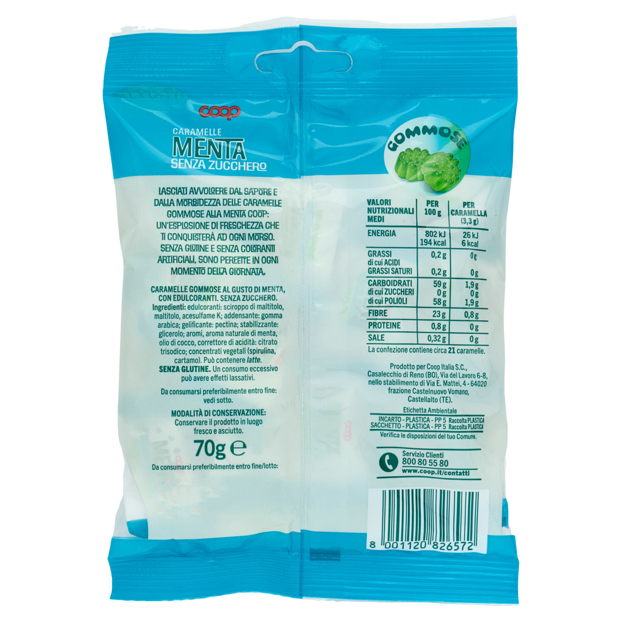Caramelle gommose alla menta senza zucchero 70 gr - Immagine 41