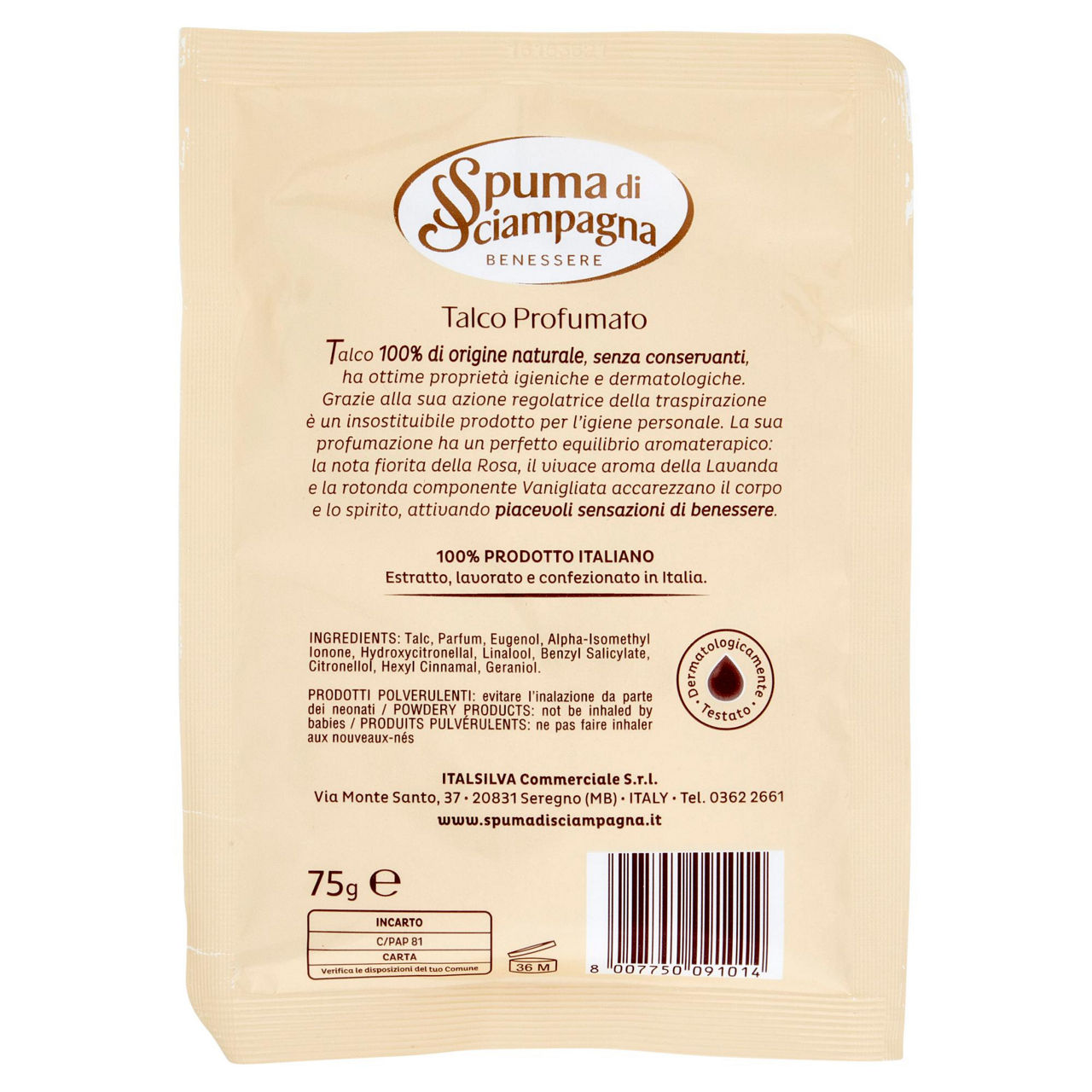 Talco profumato spuma di sciampagna-sericina busta gr. 75 - Immagine 21