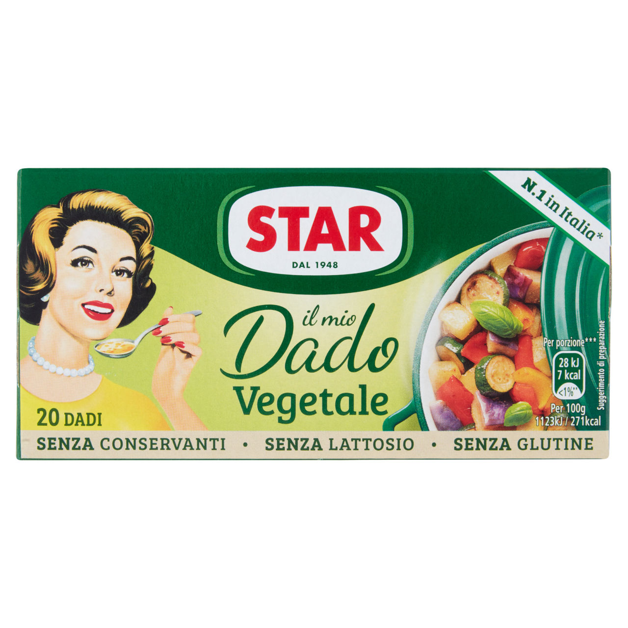 Dado vegetale per brodo 20 pz