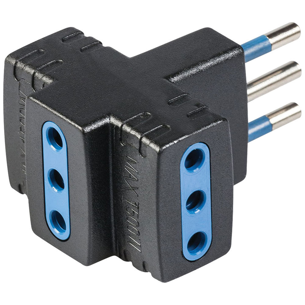 Adattatore triplo spina e presa 10a nero sfuso - Immagine 01