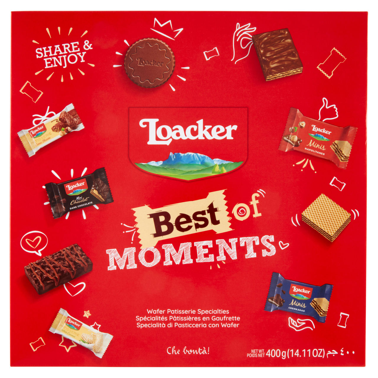 Wafers  ricoperti assortiti the best of loacker  scatola g 400