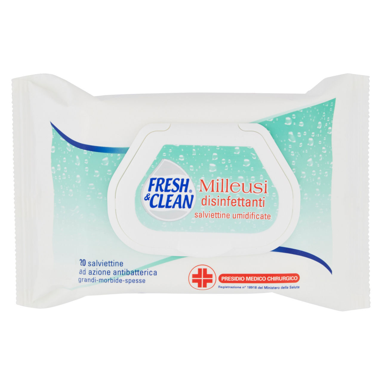 Salviette fresh & clean disinfettanti x20 busta pz 1 - Immagine 01