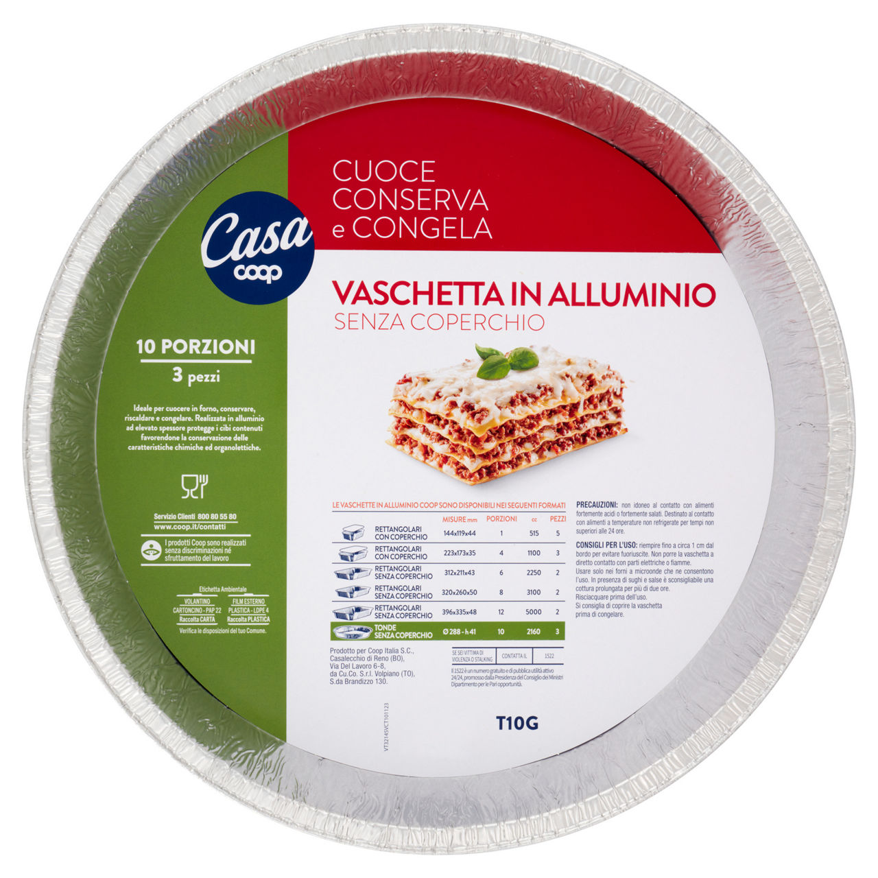 Vaschetta in alluminio coop casa circolare t10g 10porz.pz3 - Immagine 01