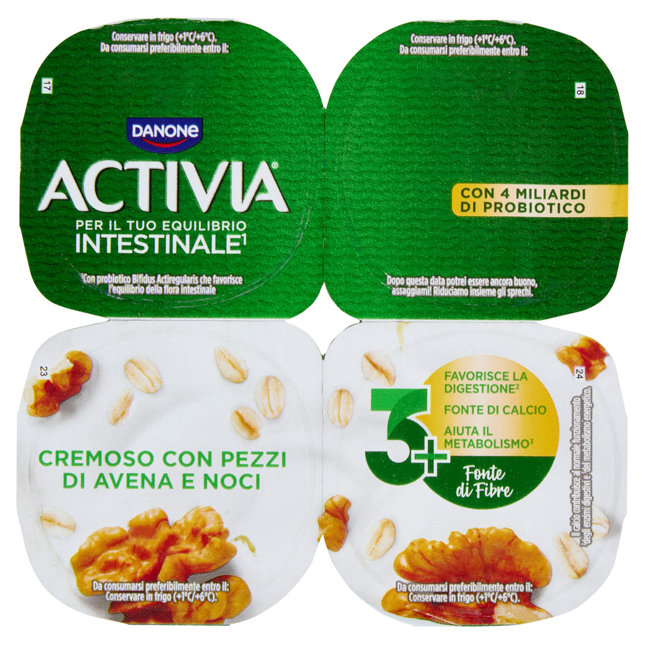Yogurt fibre avena e noci 4 pz da 125 gr - Immagine 01