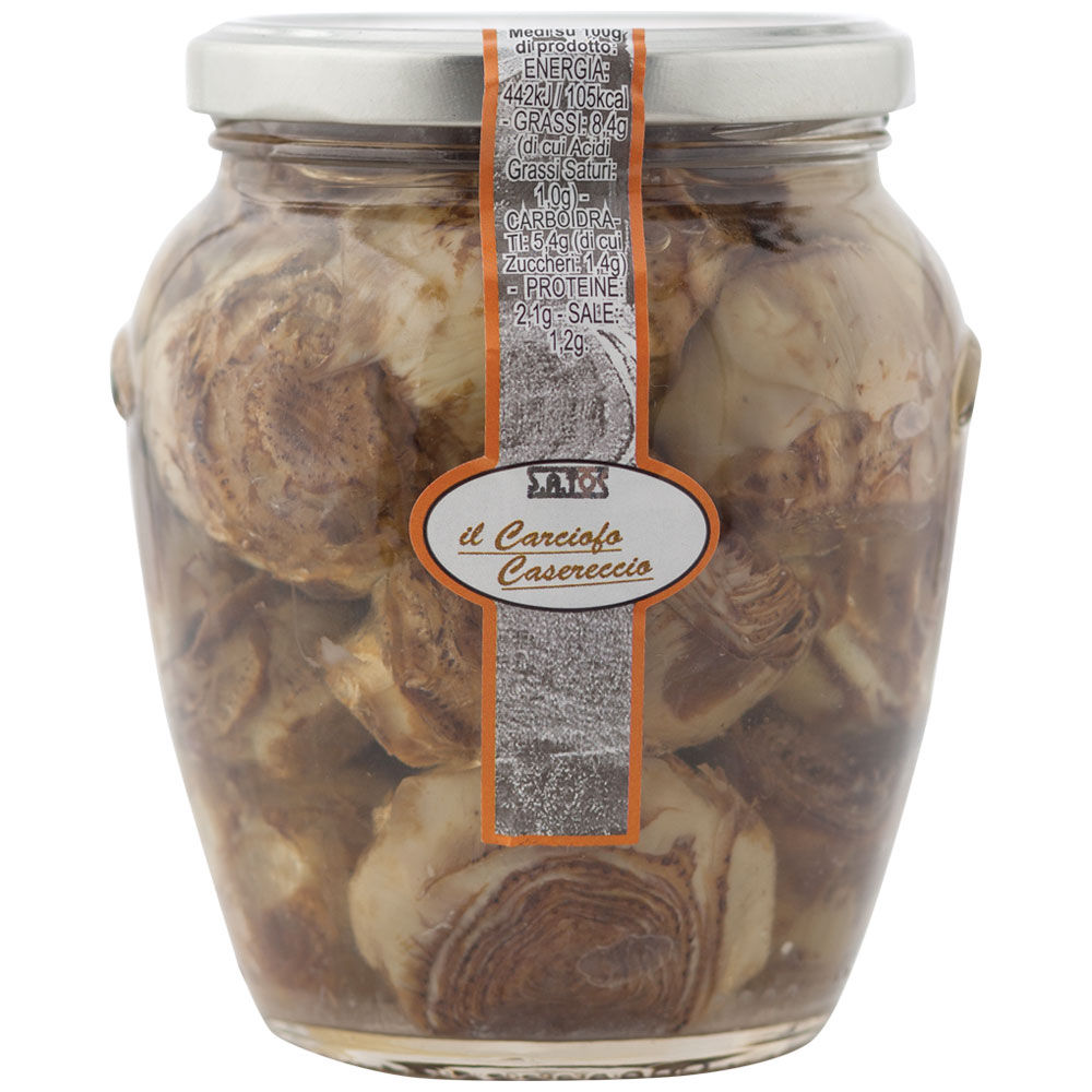 Carciofi scuri caserecci interi in olio di semi di girasole 580 gr