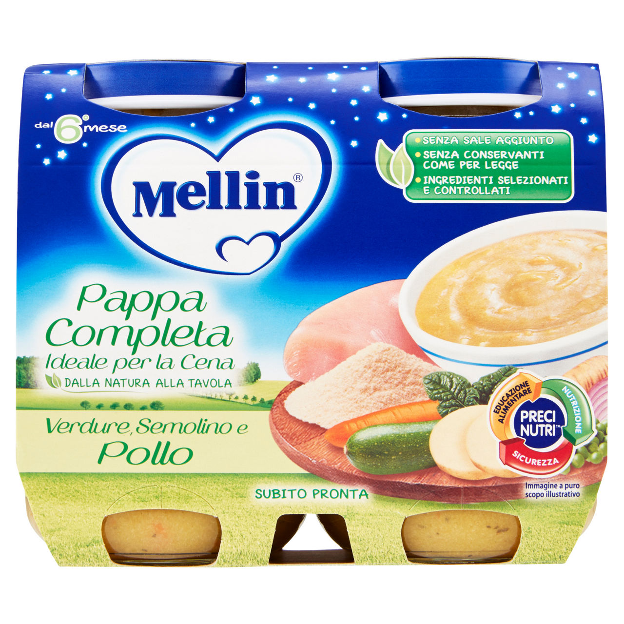 Pappa completa verdure semolino e pollo 2 pz x 200 gr - Immagine 01