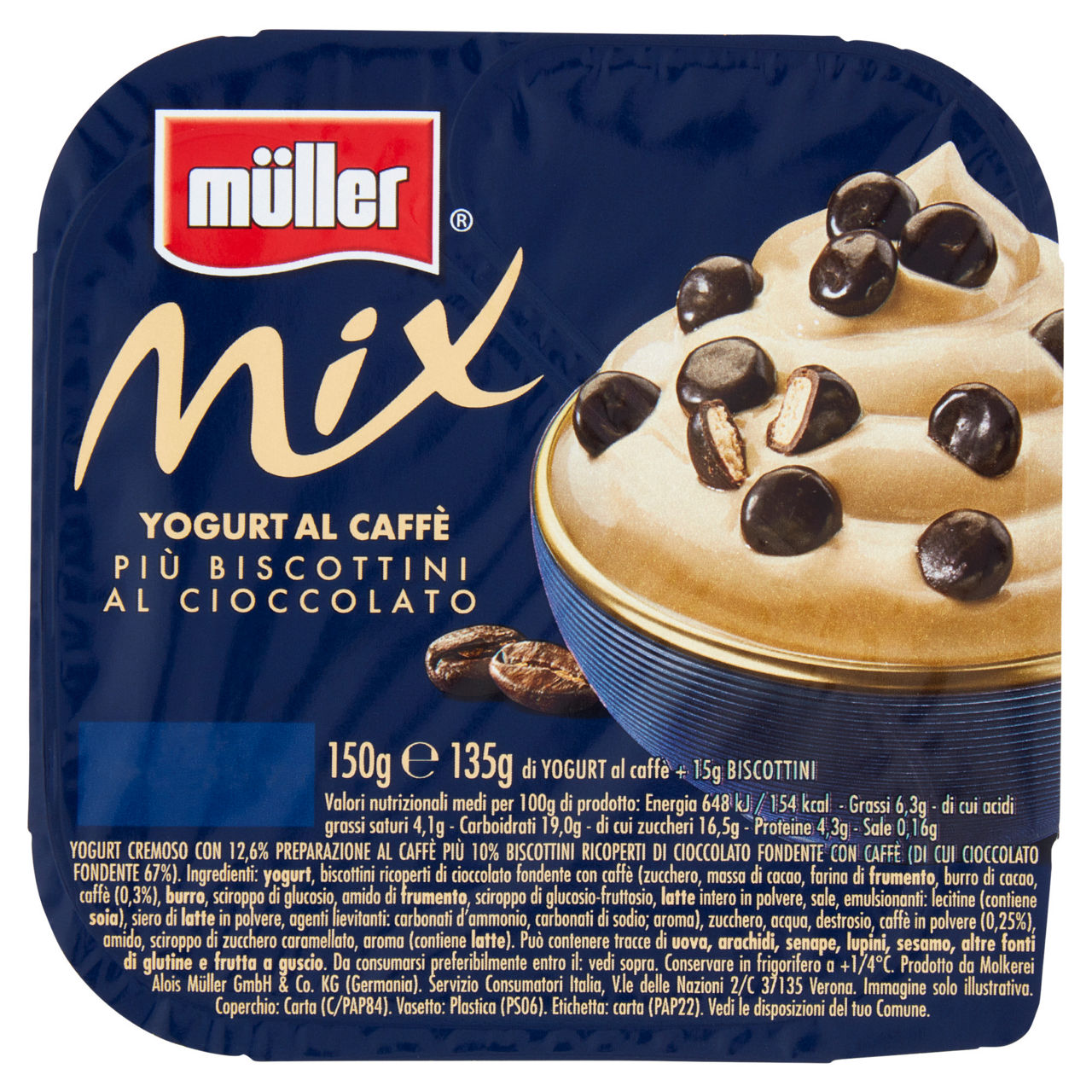 Yogurt al caffè con con biscottini al cioccolato 150 gr - Immagine 01