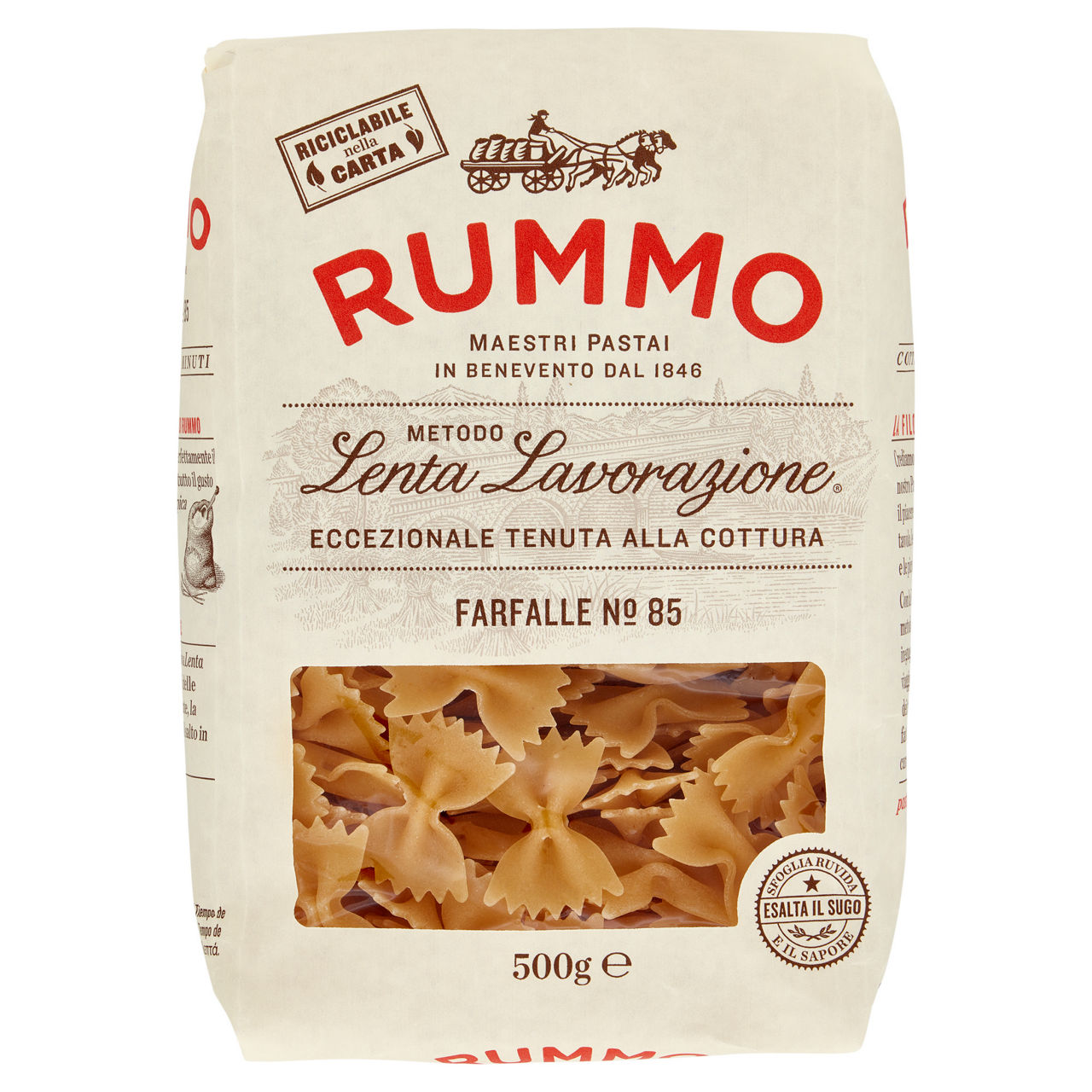 Pasta di semola farfalle n.85 lenta lavorazione rummo g 500 - Immagine 01