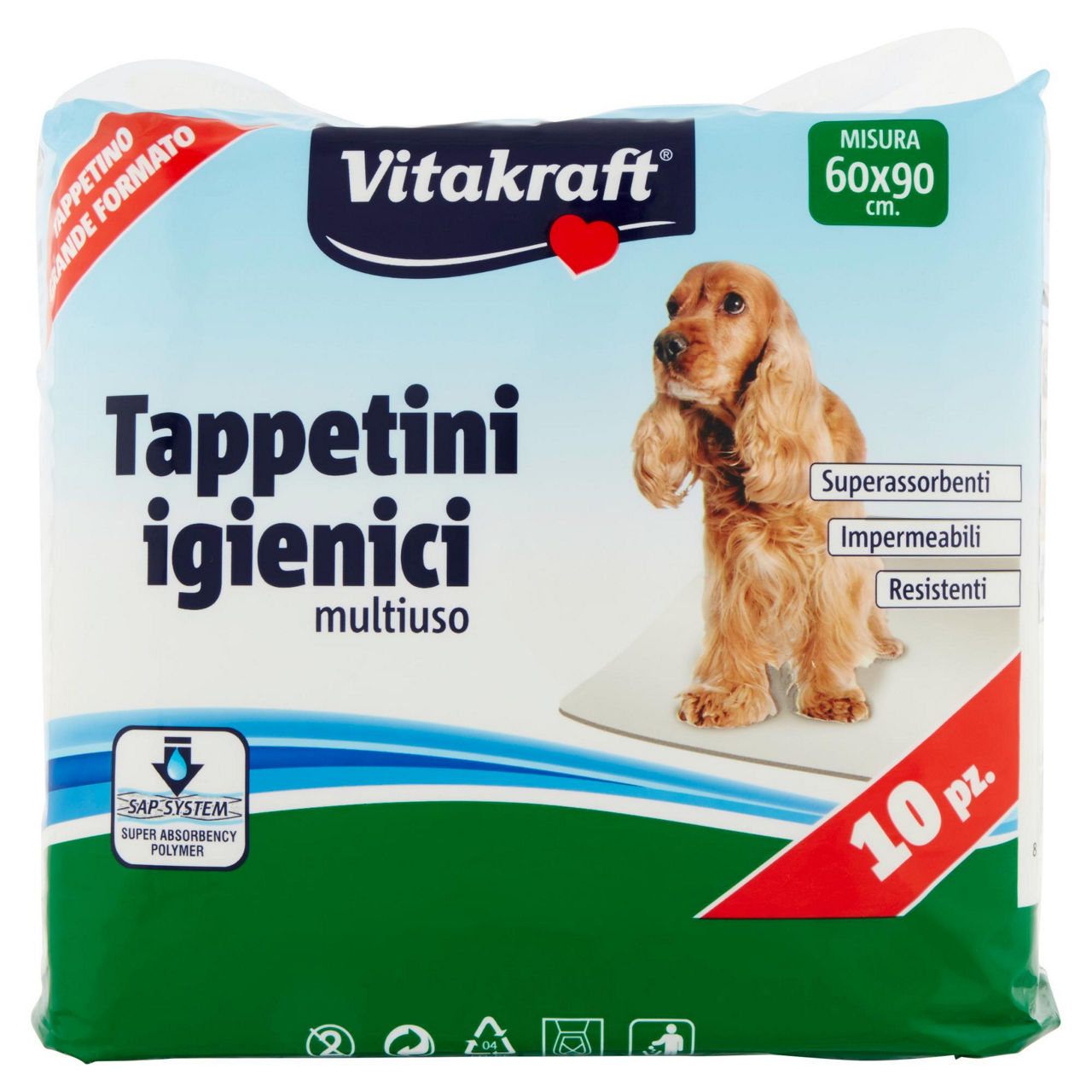Tappetini igienici assorbenti vitakraft 60x90 cani e gatto pz. 1