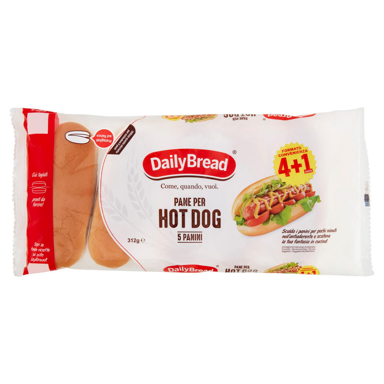 Hot dog daily bread pz 4+1 incarto gr 312 - Immagine 01