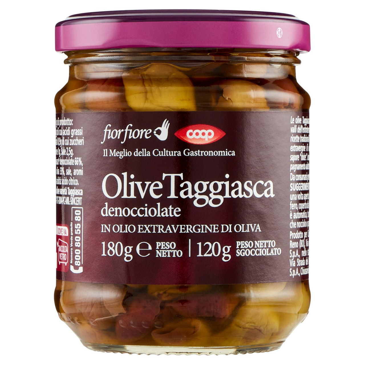Olive Taggiasca denocciolate in olio extra vergine di oliva 180 gr
