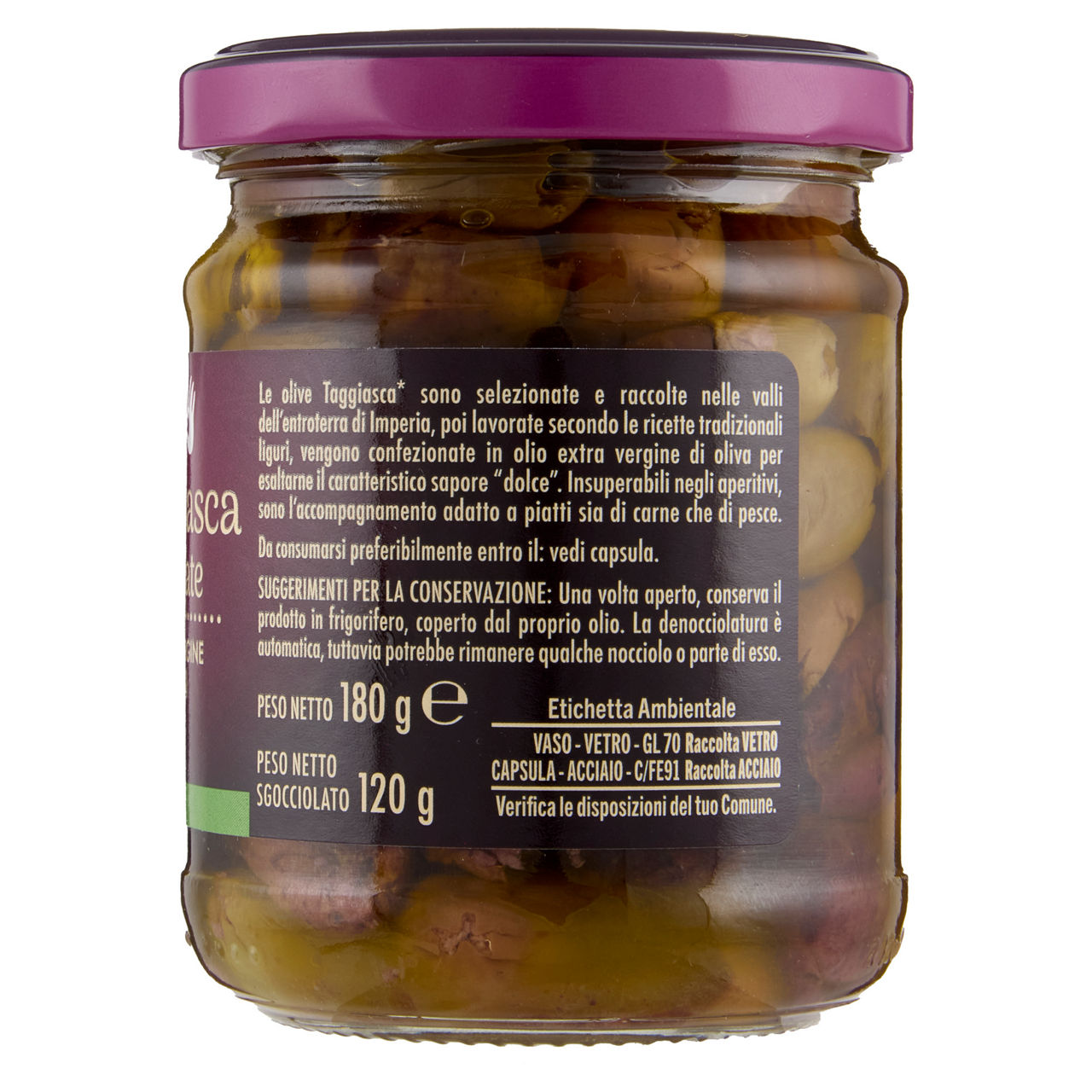 Olive Taggiasca denocciolate in olio extra vergine di oliva 180 gr - Immagine 81