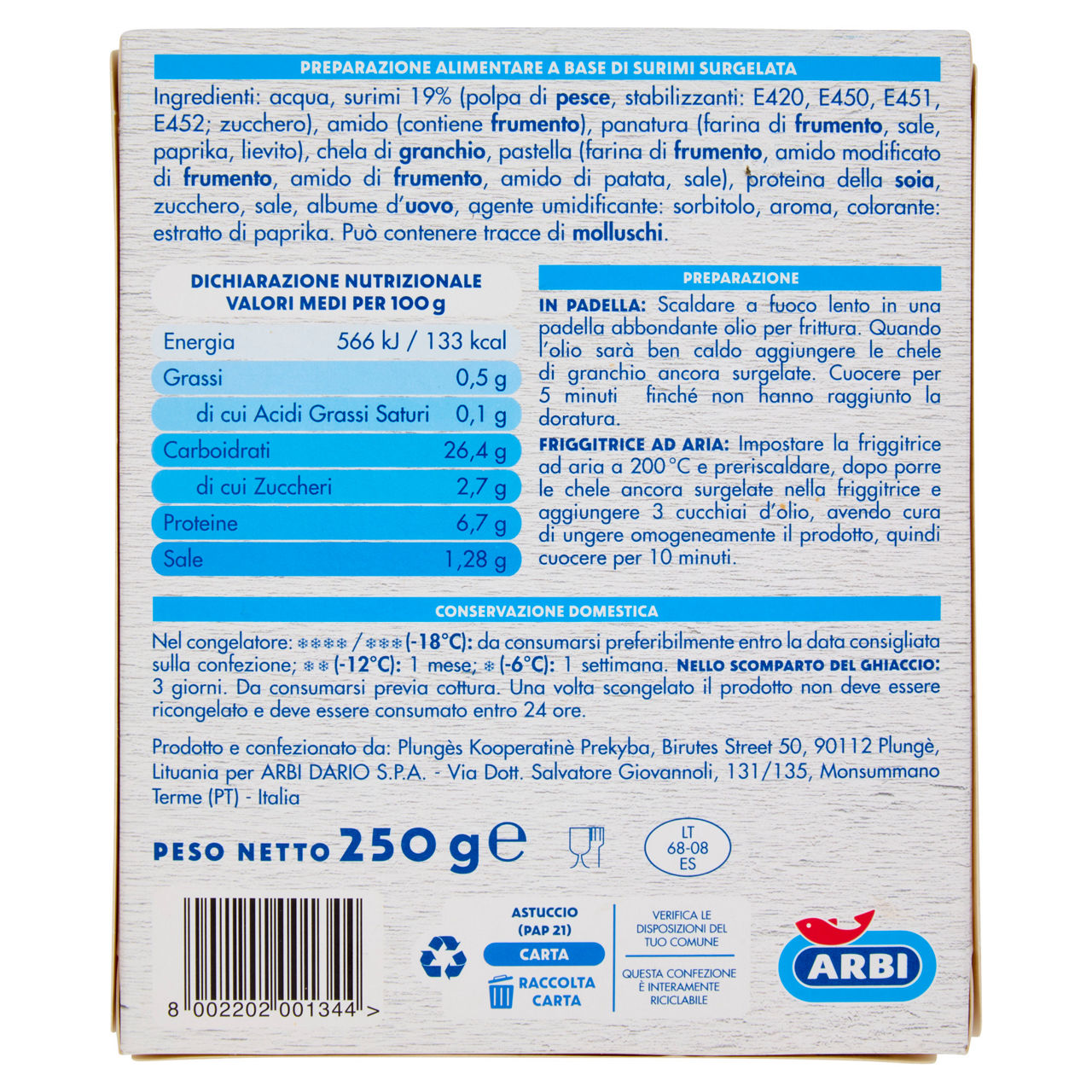 Chele al sapore di granchio impanate e surgelate 250 gr - Immagine 31