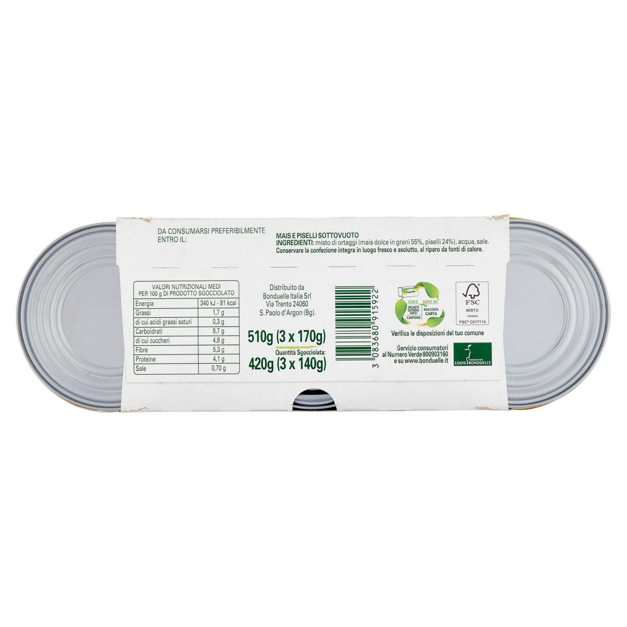 Mais e piselli bonduelle lattina g 140x3 - Immagine 51