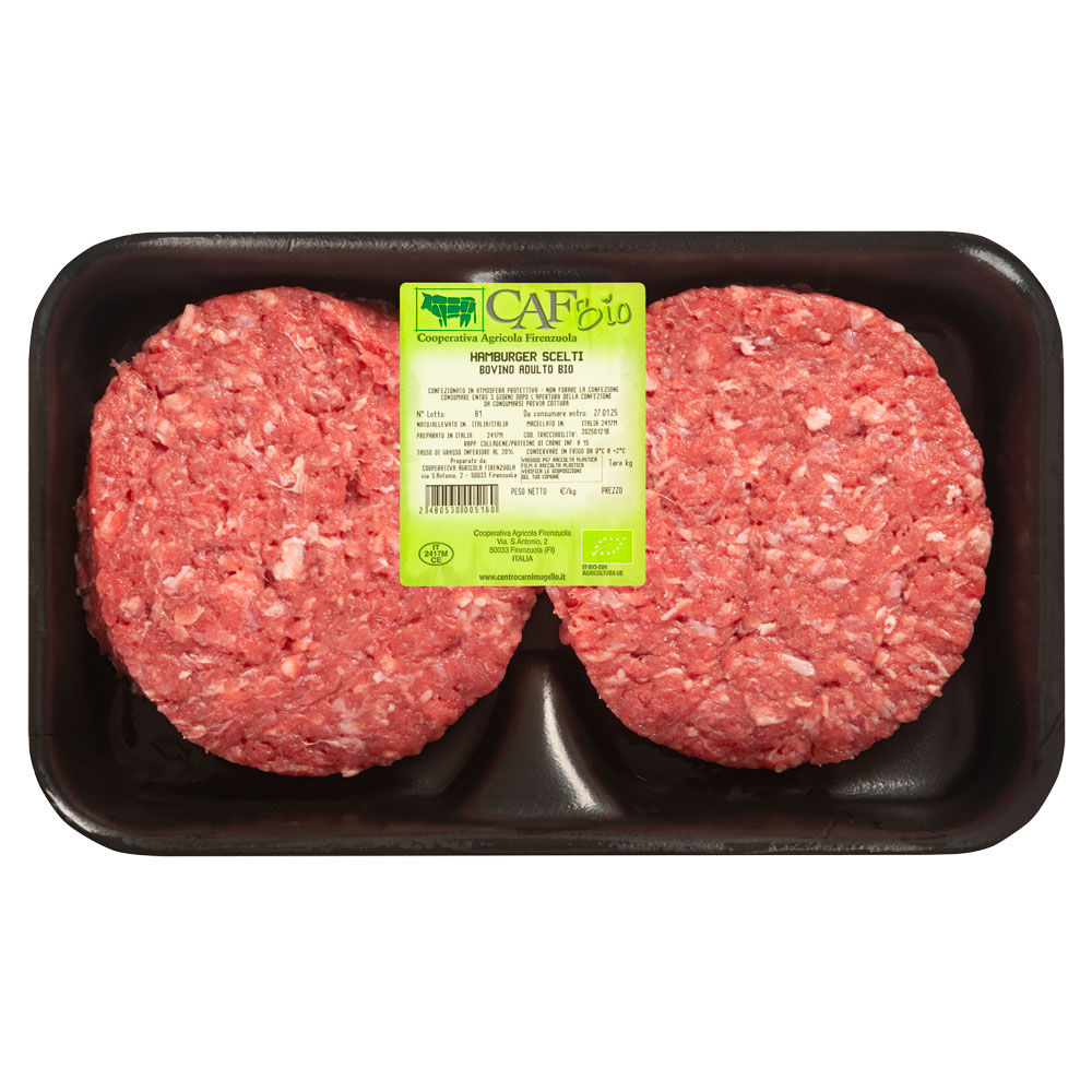 Hamburger di bovino adulto bio