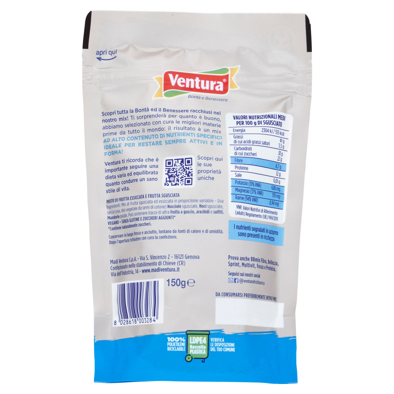 Mix benessere di frutta essiccata e frutta sgusciata 150 gr - Immagine 11