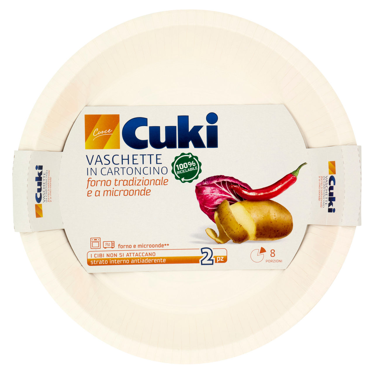 Contenitore microonde cuki in cartoncino s/coperchio torta cellophane pz.2