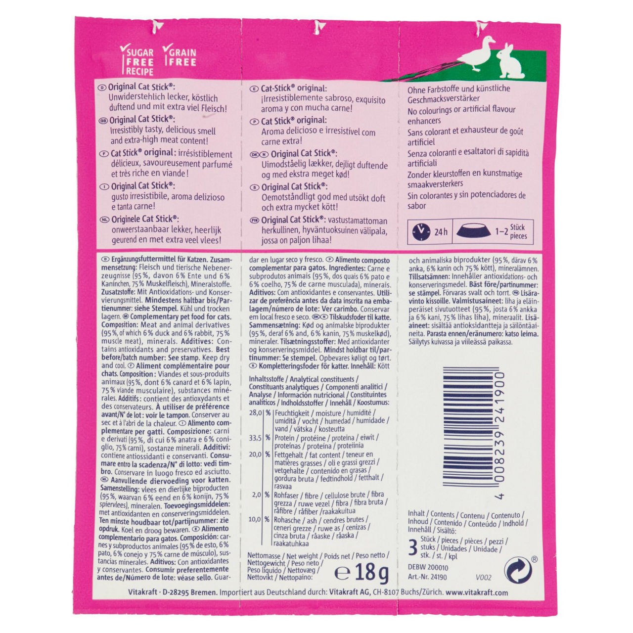 Snack in stick per gatti mini anatra e coniglio 3 pz - Immagine 11