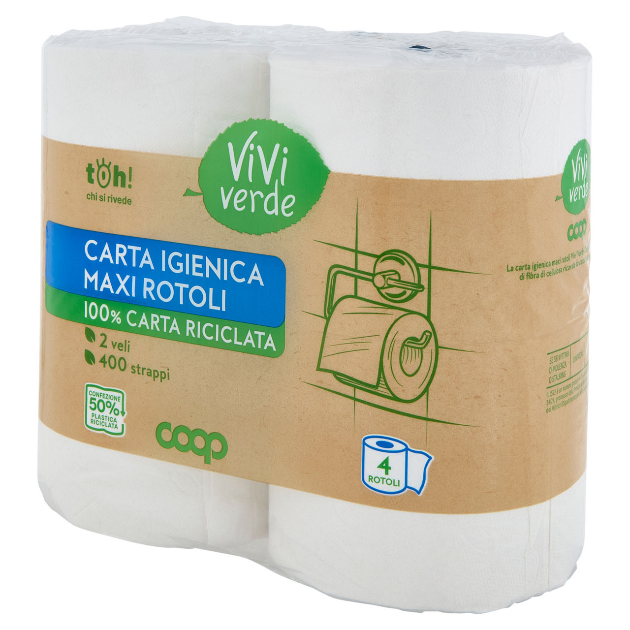 Carta igienica maxi rotoli 2 veli 400 strappi 4 pz - 12