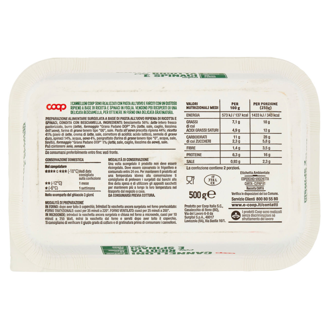 Cannelloni con ricotta e spinaci surgelati 500 gr - Immagine 21