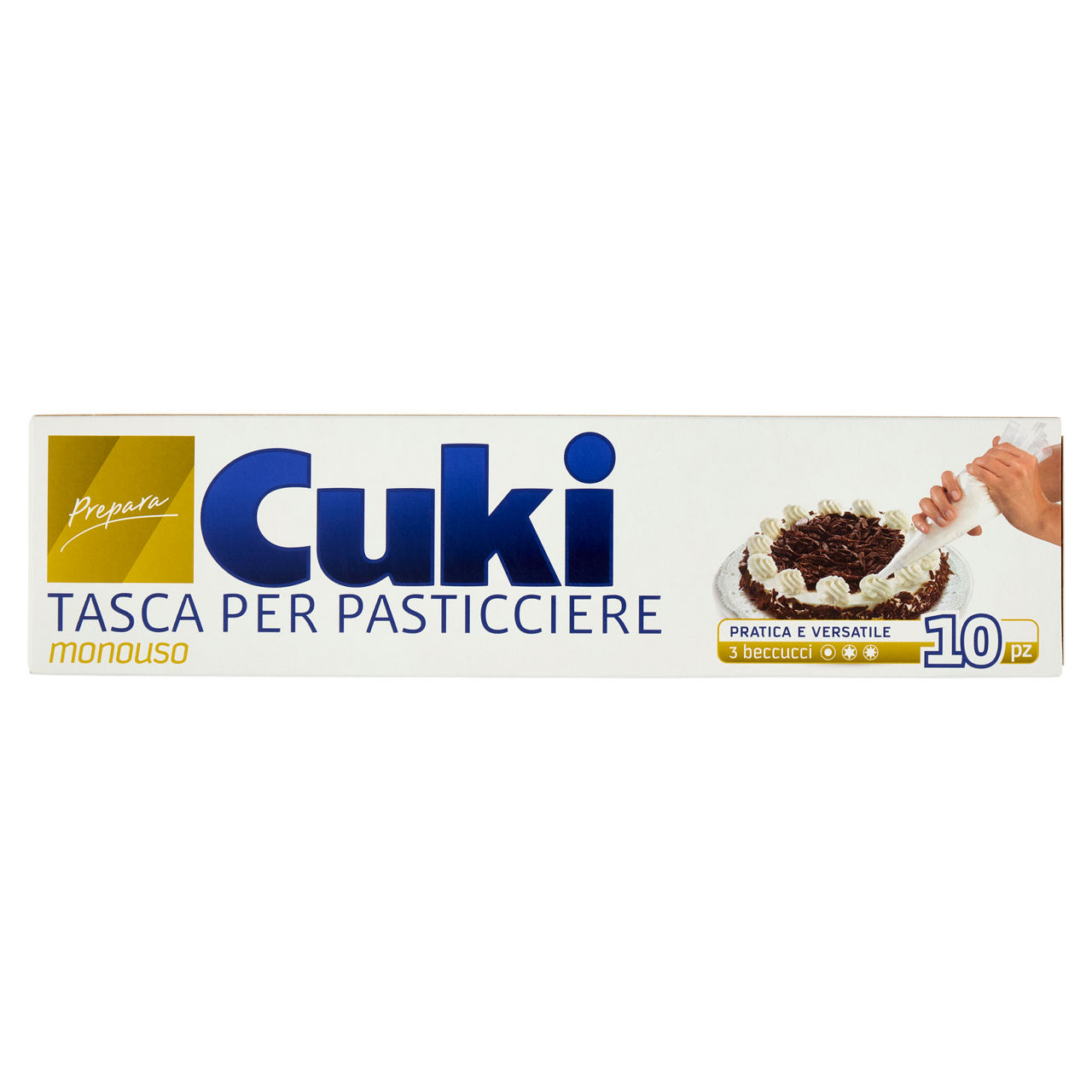 Tasca cuki per pasticcere monouso  (10 tasche + 3 beccucci) cello pz1 g80 - Immagine 01