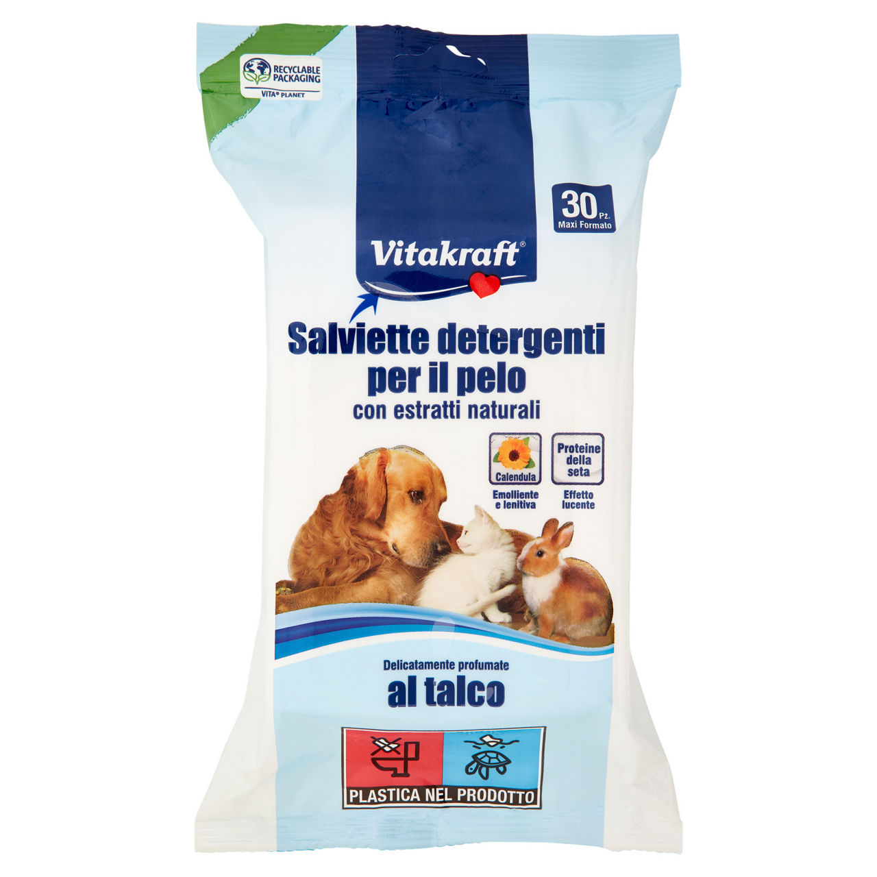 Salviette detergenti per il pelo di cani e gatti al talgo 30 pz - Immagine 01