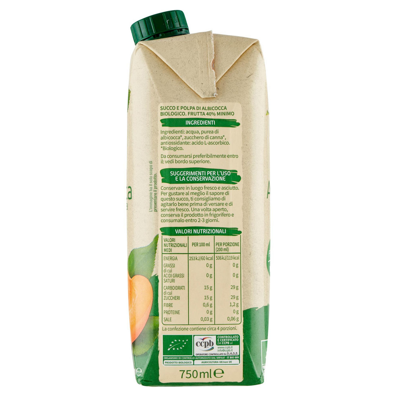 Succo e polpa di albicocca bio 750 ml - Immagine 61