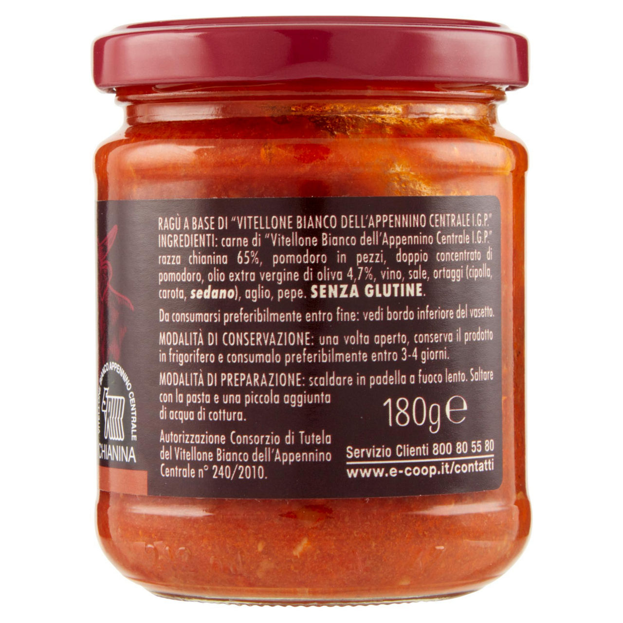 Ragù di Carne Chianina a base di Vitellone Bianco dell'Appennino Centrale IGP 180 gr - Immagine 41