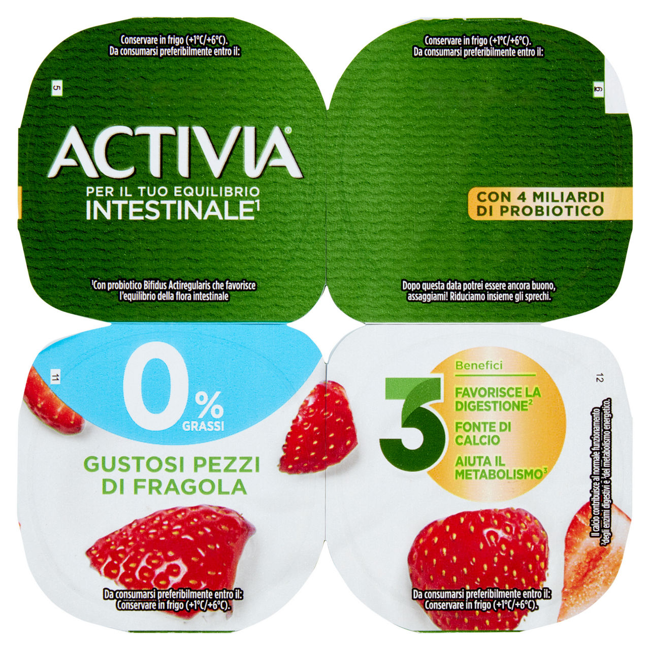 Yogurt 0 alla fragola 4 pz da 125 gr