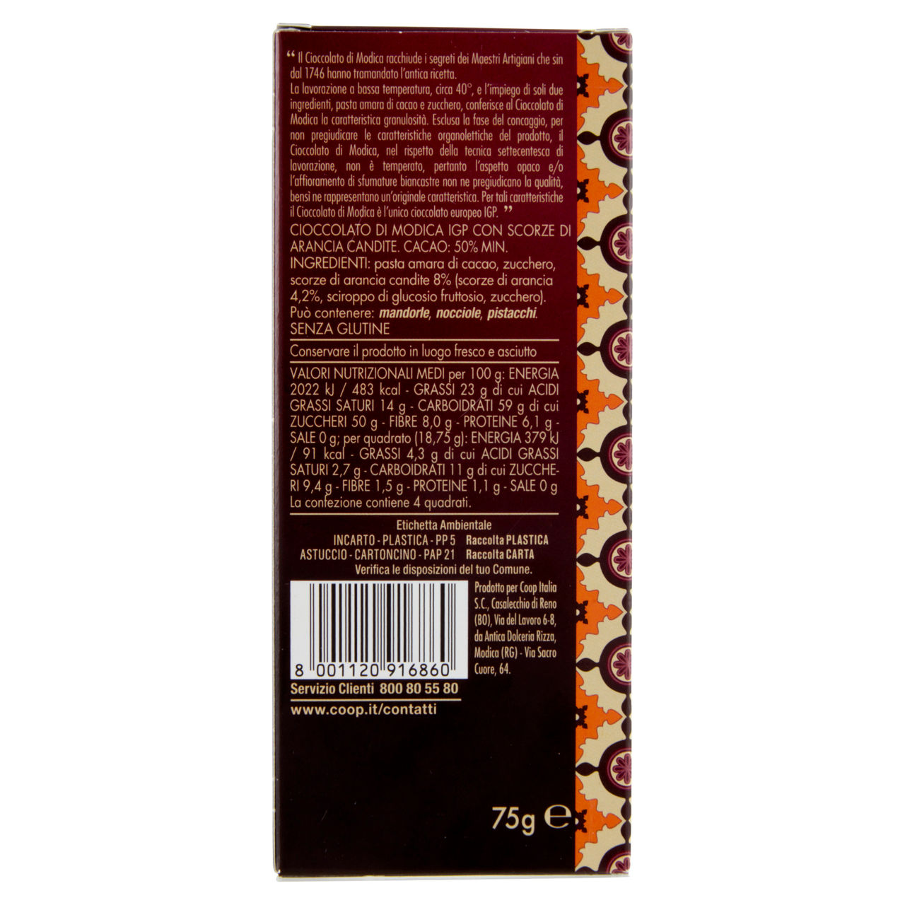 Tavoletta di cioccolato fondente Cioccolato di Modica IGP con scorze di arancia candite 75 gr - Immagine 31