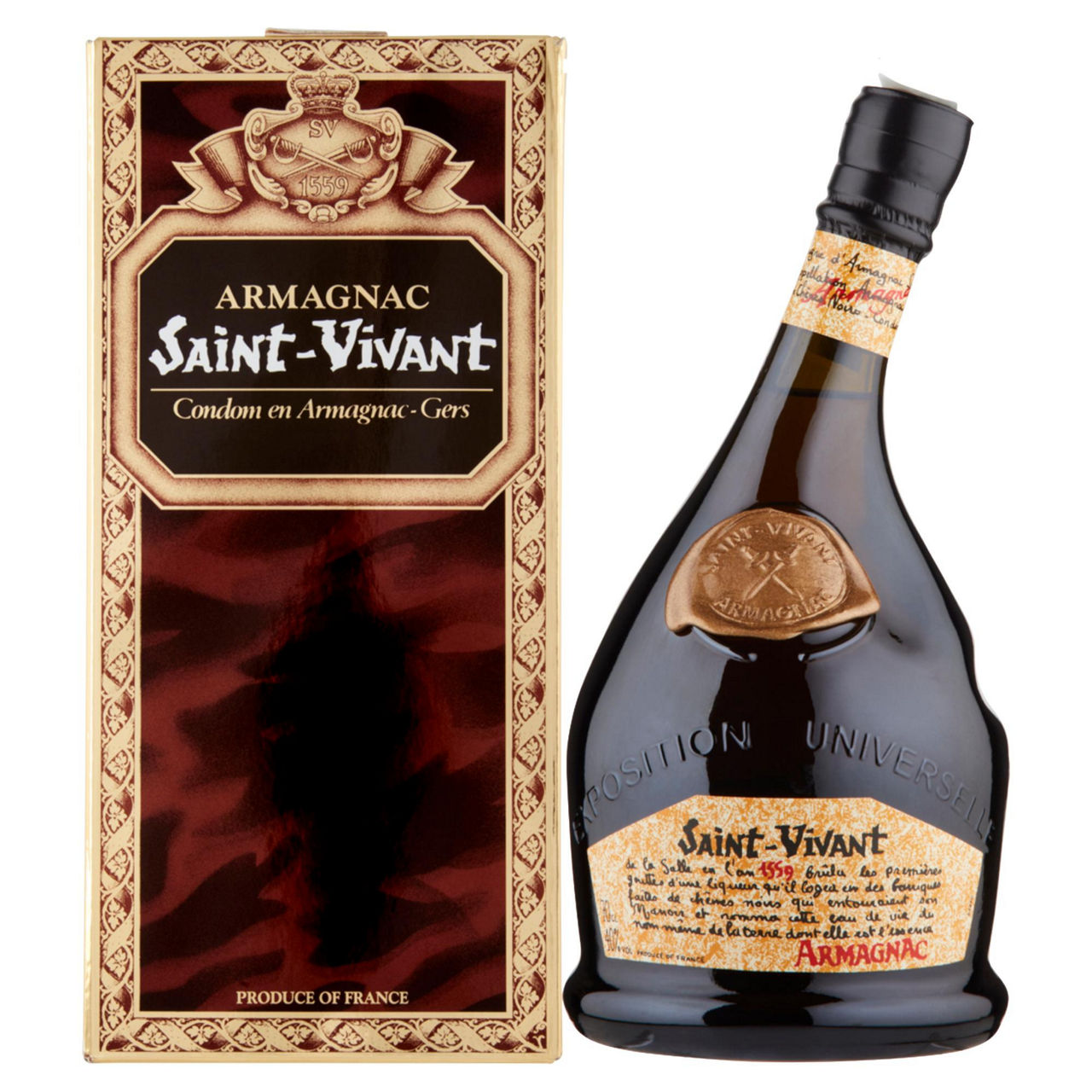 Cognac armagnac 40 gradi saint-vivant astuccio ml 700