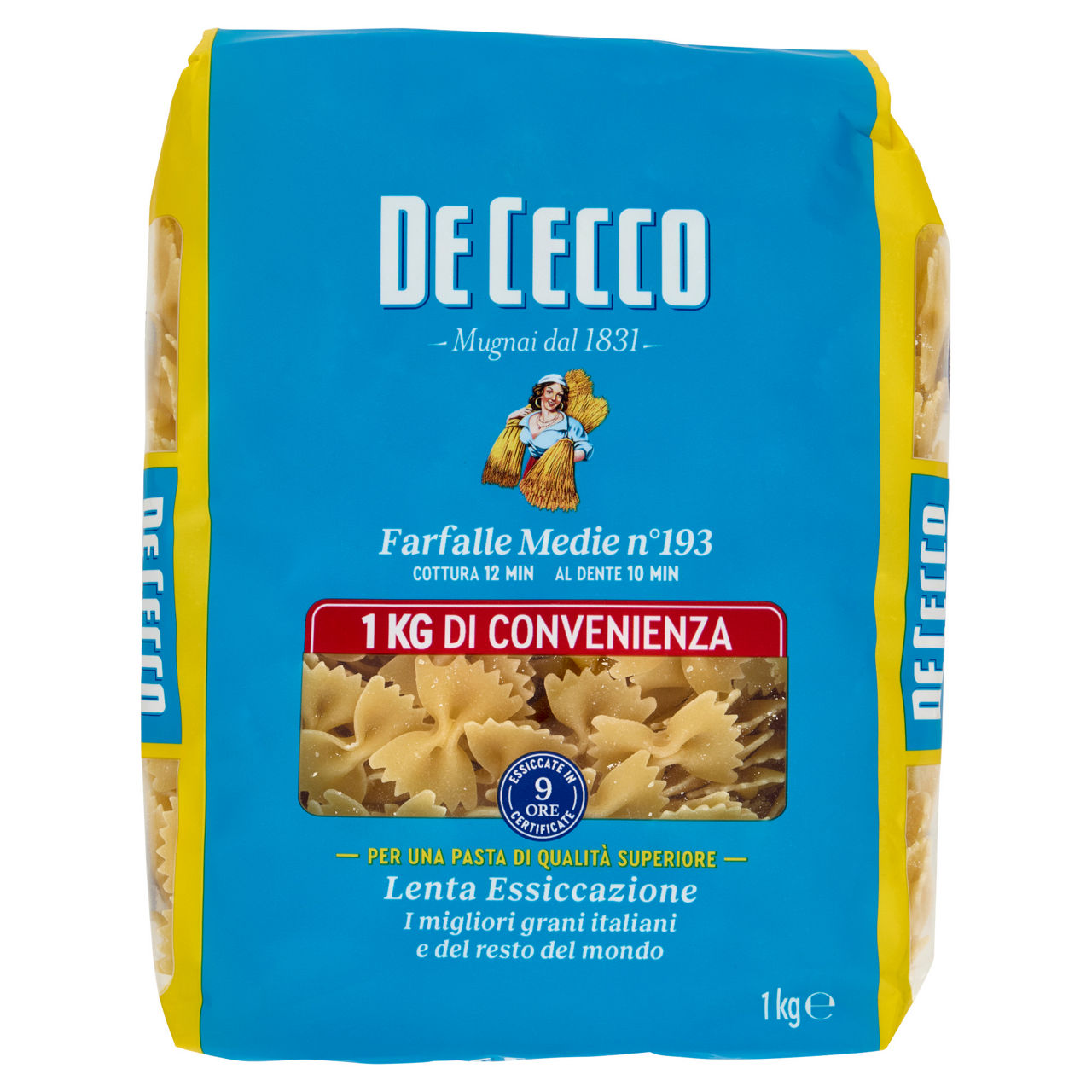 Farfalle medie n. 193 pasta di semola di grano duro 1 kg 