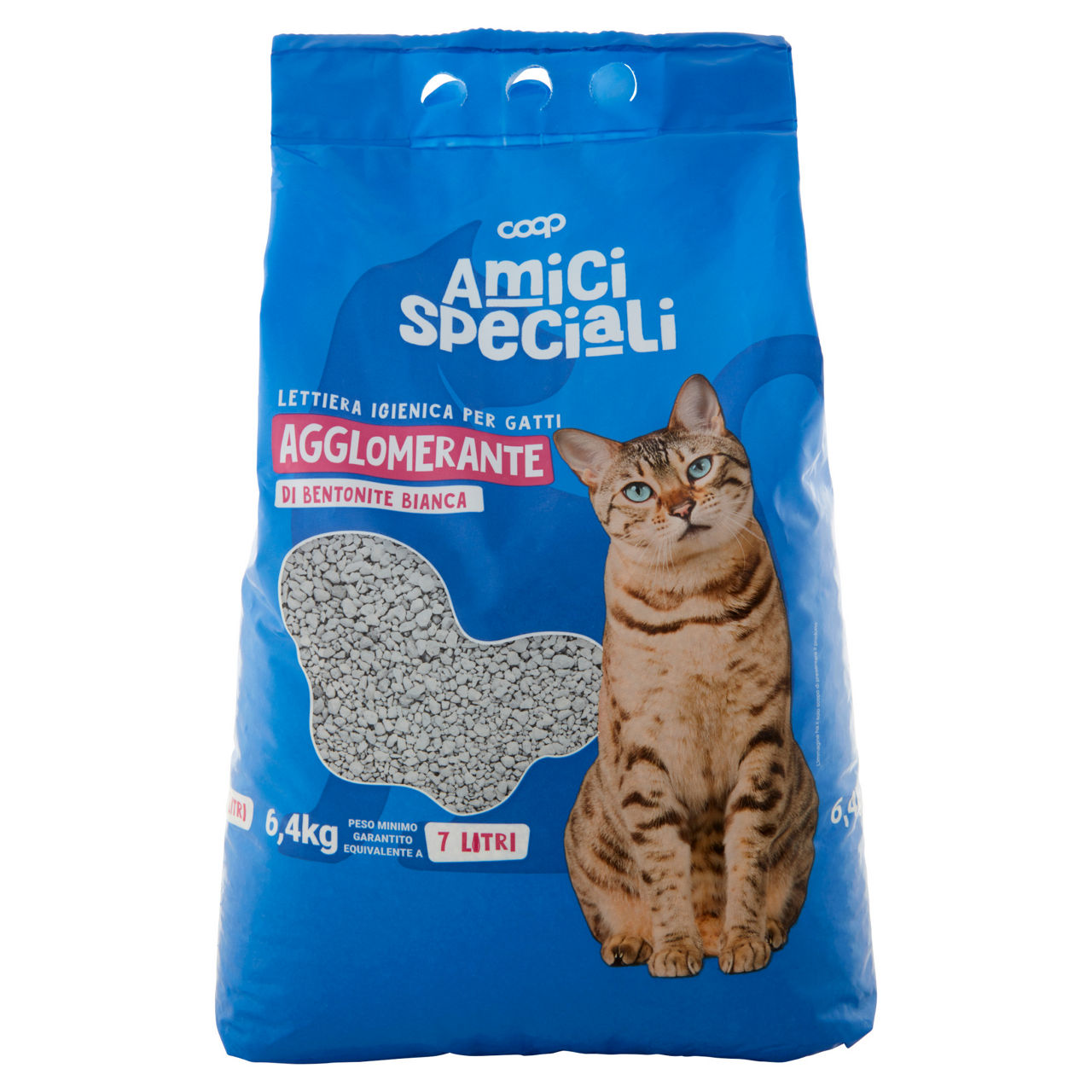 Lettiera igienica per gatti  amici speciali coop agglomerante bianca lt 7 - Immagine 01