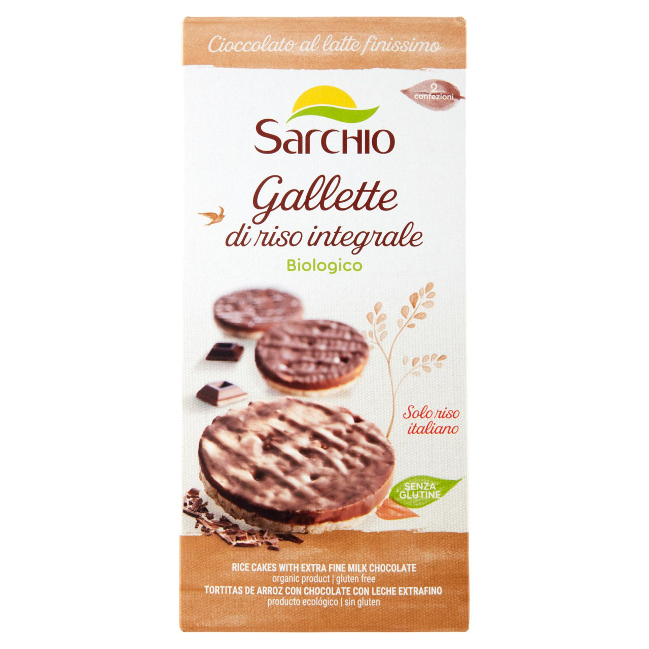 Gallette di riso integrale con cioccolato al latte finissimo  bio 100 gr