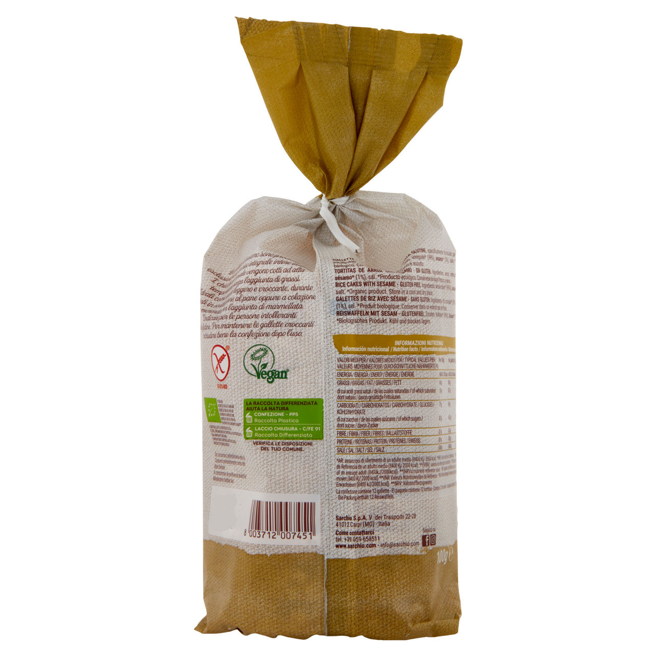 Gallette al sesamo senza glutine biologiche  sarchio sacchetto  gr.100 - Immagine 31