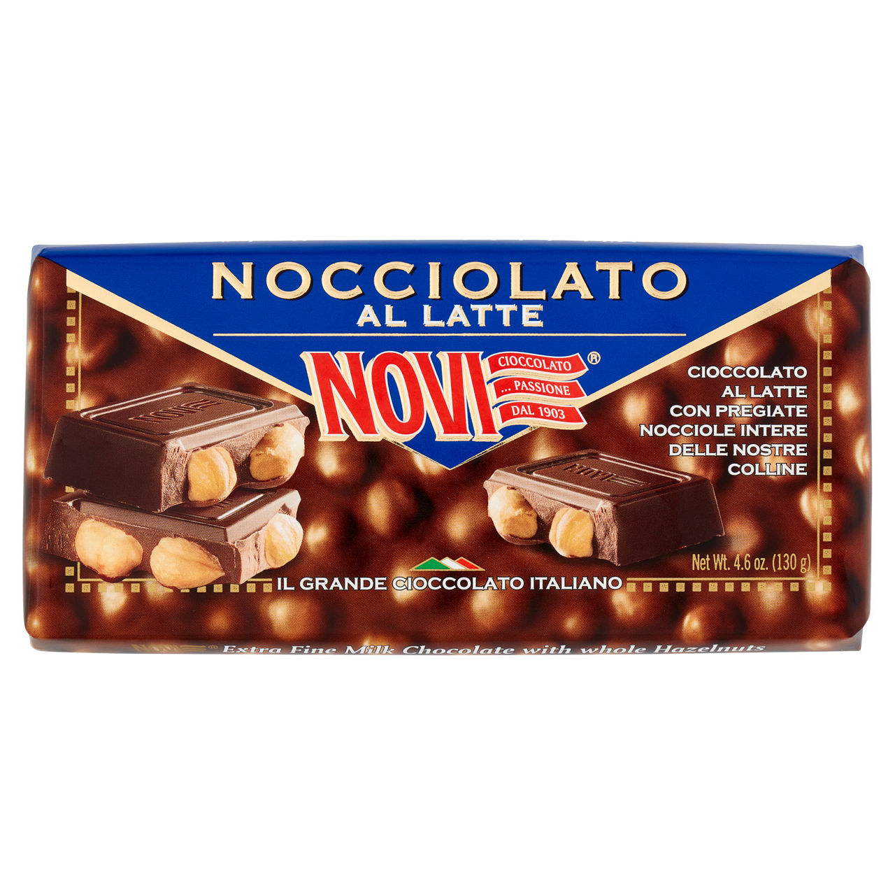 Tavoletta di cioccolato al latte con nocciole intere 130 gr