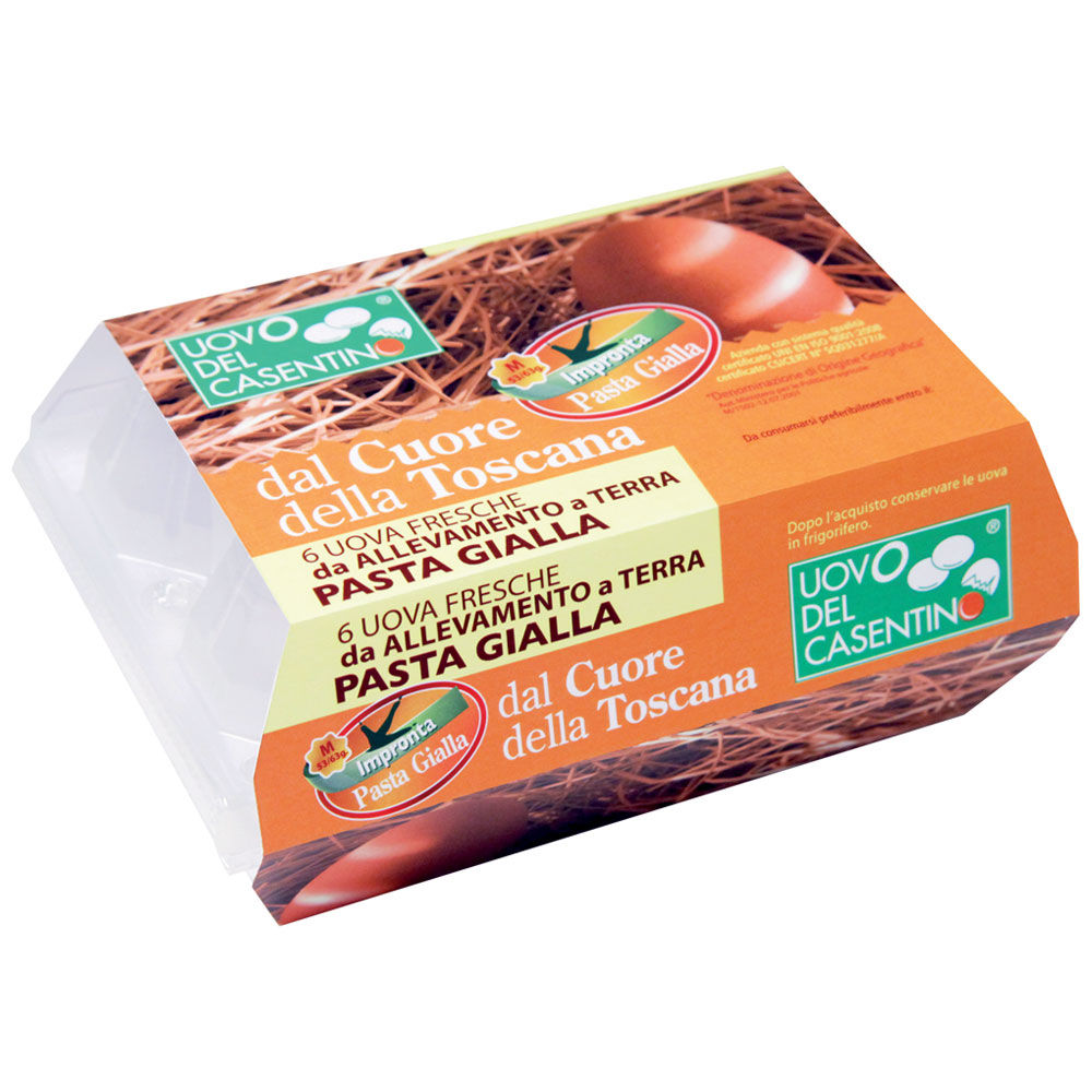 Uova fresche a pasta gialla da allevamento a terra 6 pz - Immagine 01