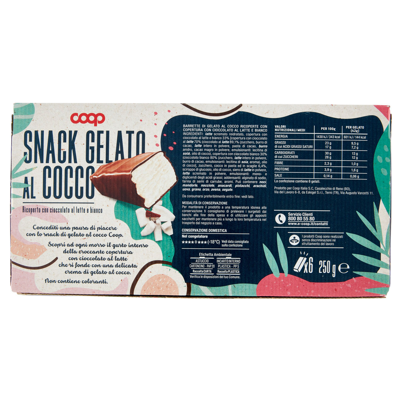 Snack gelato al cocco ricoperto di cioccolato 6 pz 250 gr - Immagine 41