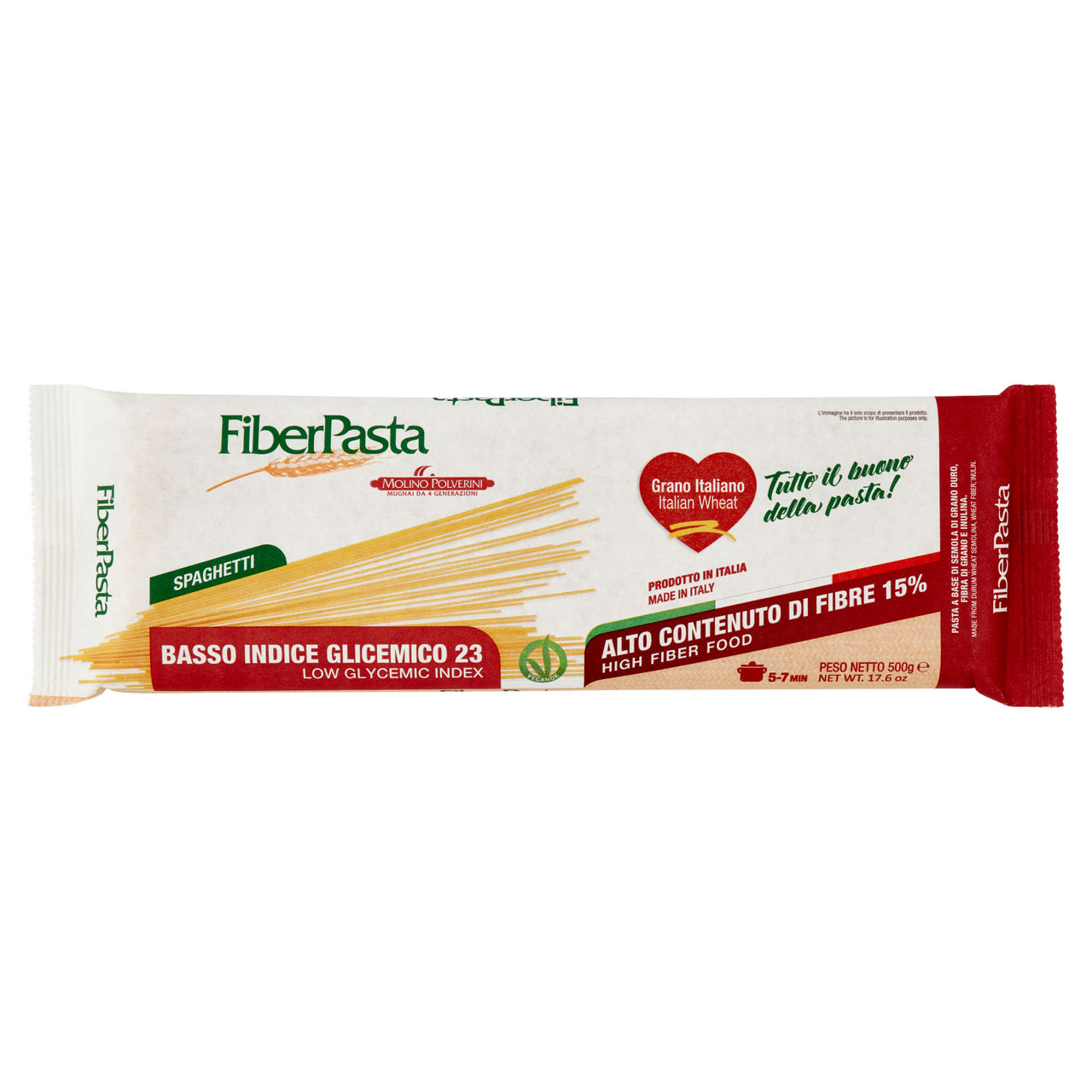 Spaghetti a basso indice glicemico pasta di semola di grano duro con fibre 500 gr - Immagine 01