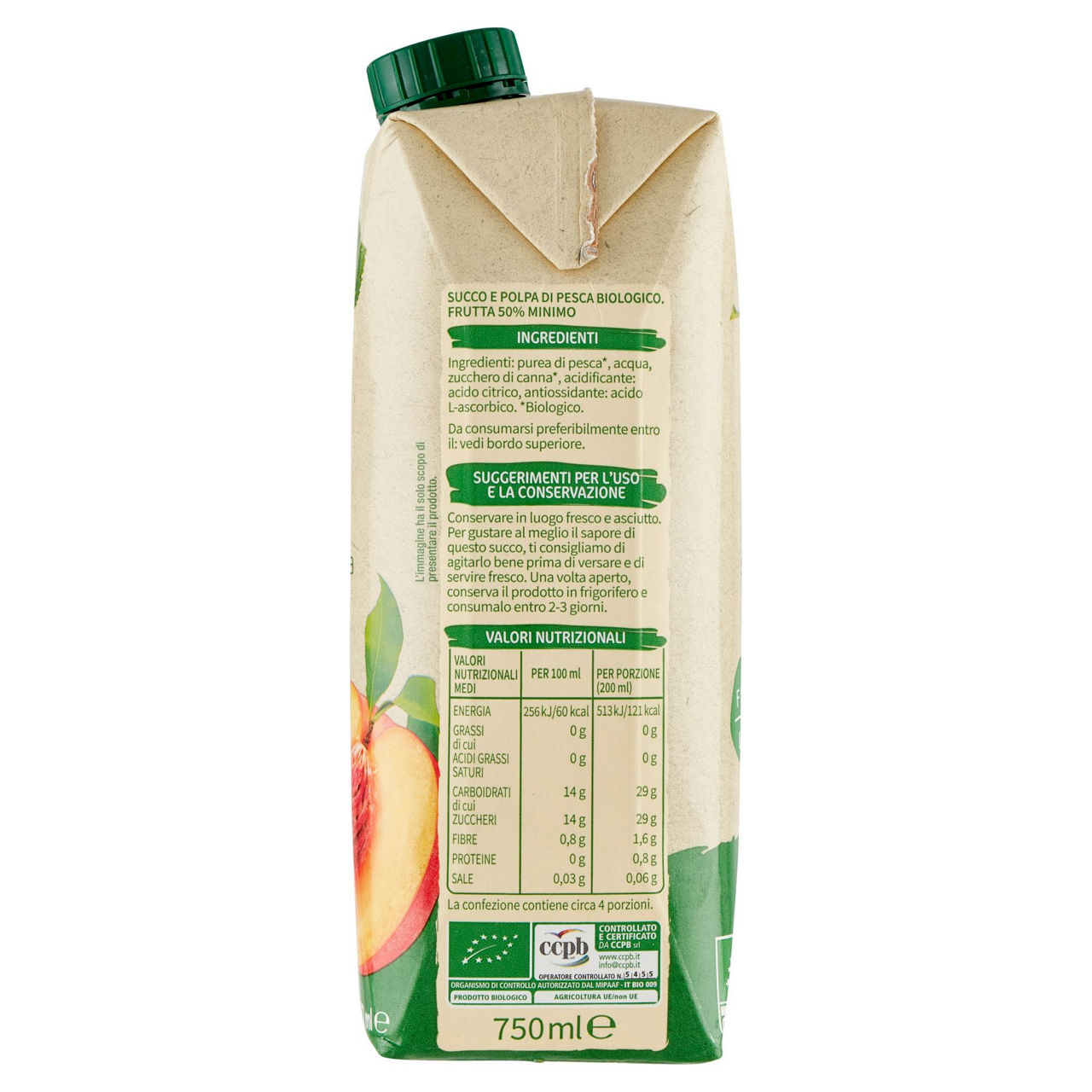 Succo pesca biologica vivi verde 750 ml - Immagine 41