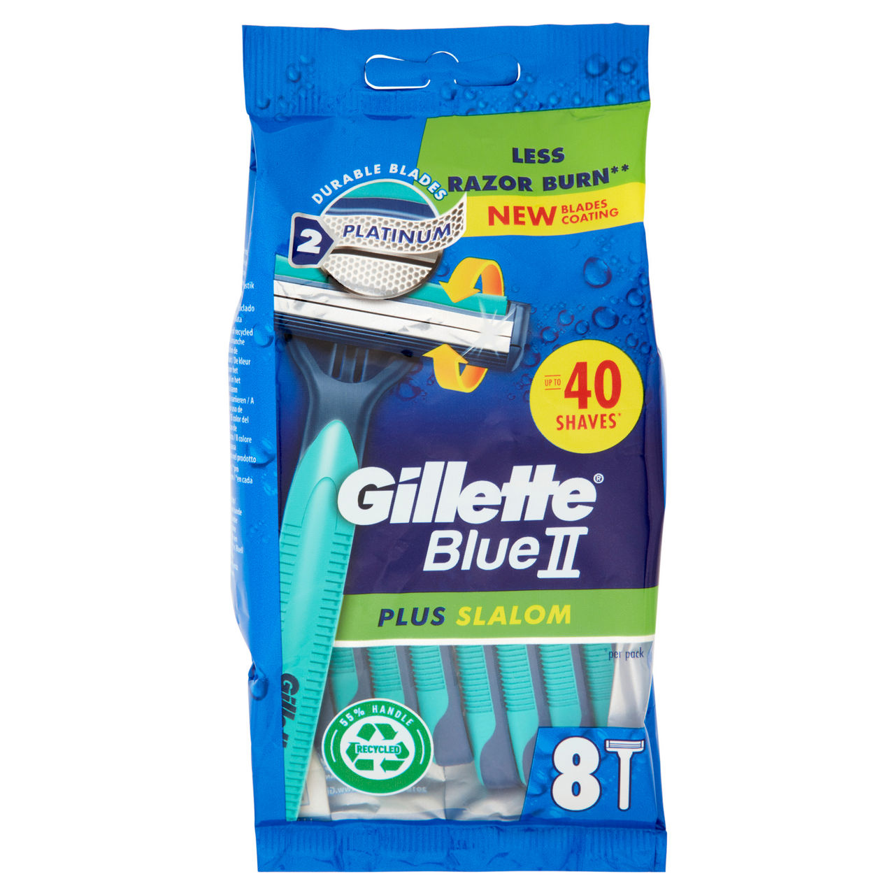 Rasoio gillette blue ii slalom plus usa&getta blister pezzi 8