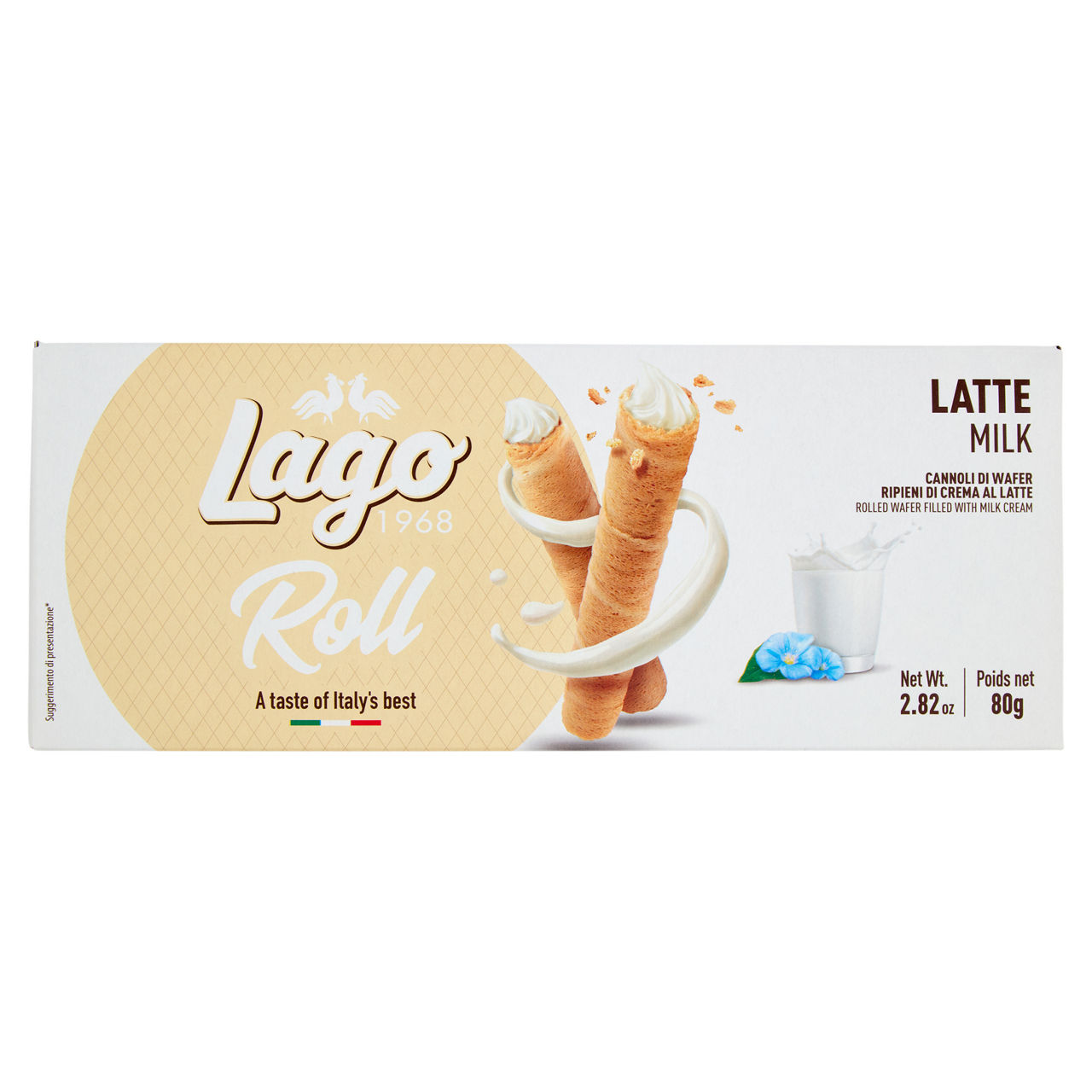 Cannoli di wafer ripieni di crema al latte 80 gr