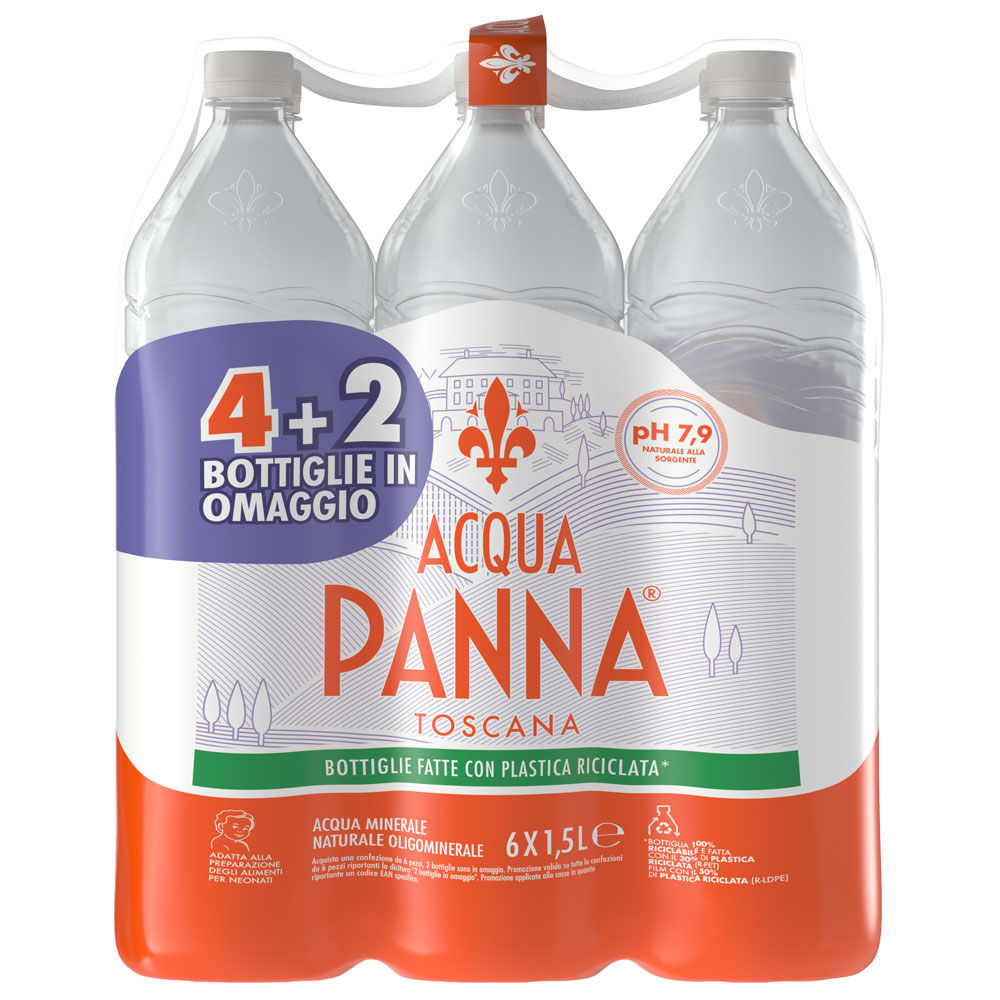 Acqua minerale naturale 1,5 lt x 4 + 2 pz omaggio