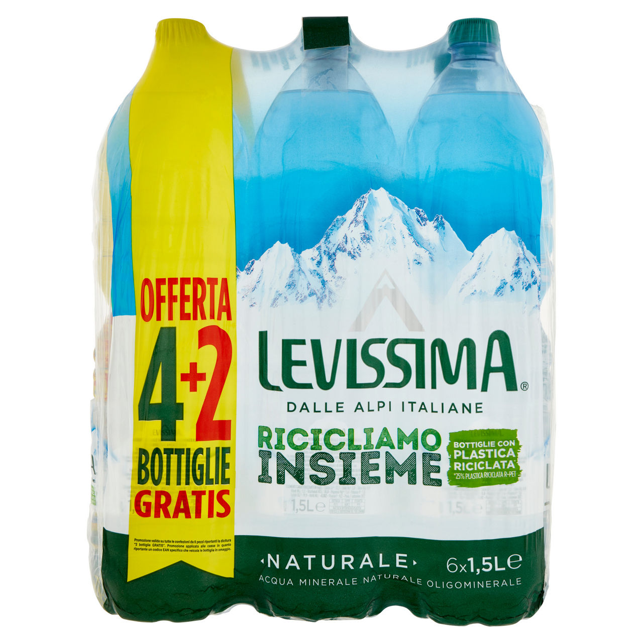 Acqua minerale naturale 1,5 lt x 4 + 2 pz omaggio