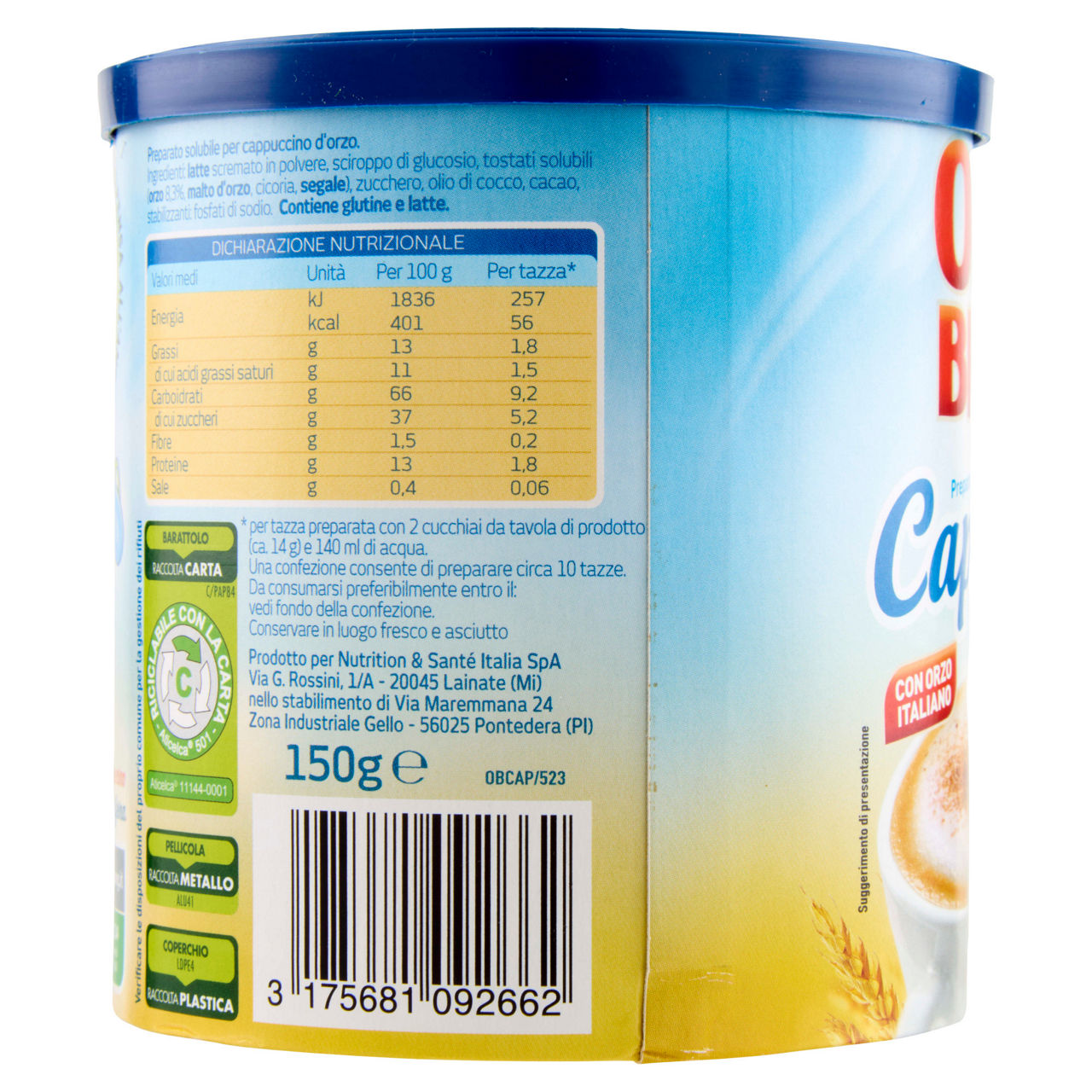 Preparato solubile per cappuccino d'orzo 150 gr - Immagine 41