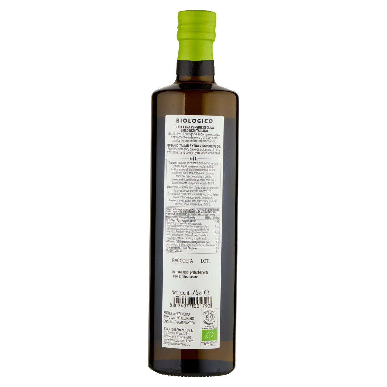 Olio extra vergine di oliva Italiano bio 750 ml - Immagine 51