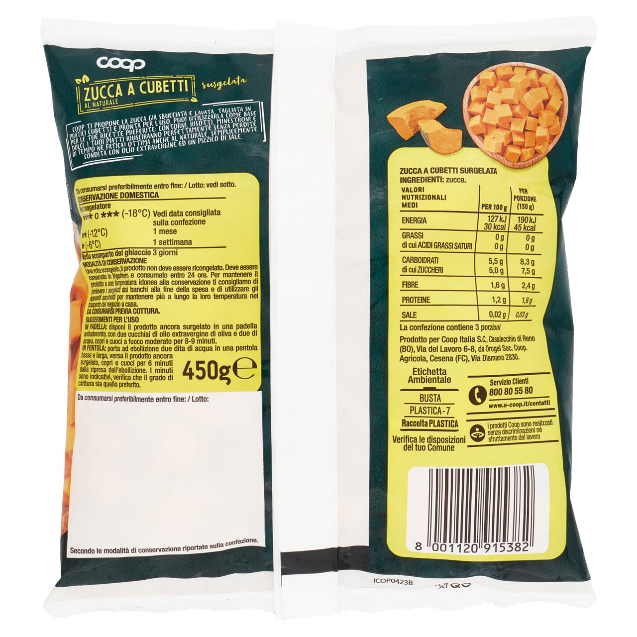 Zucca a cubetti al naturale surgelata 450 gr - Immagine 21