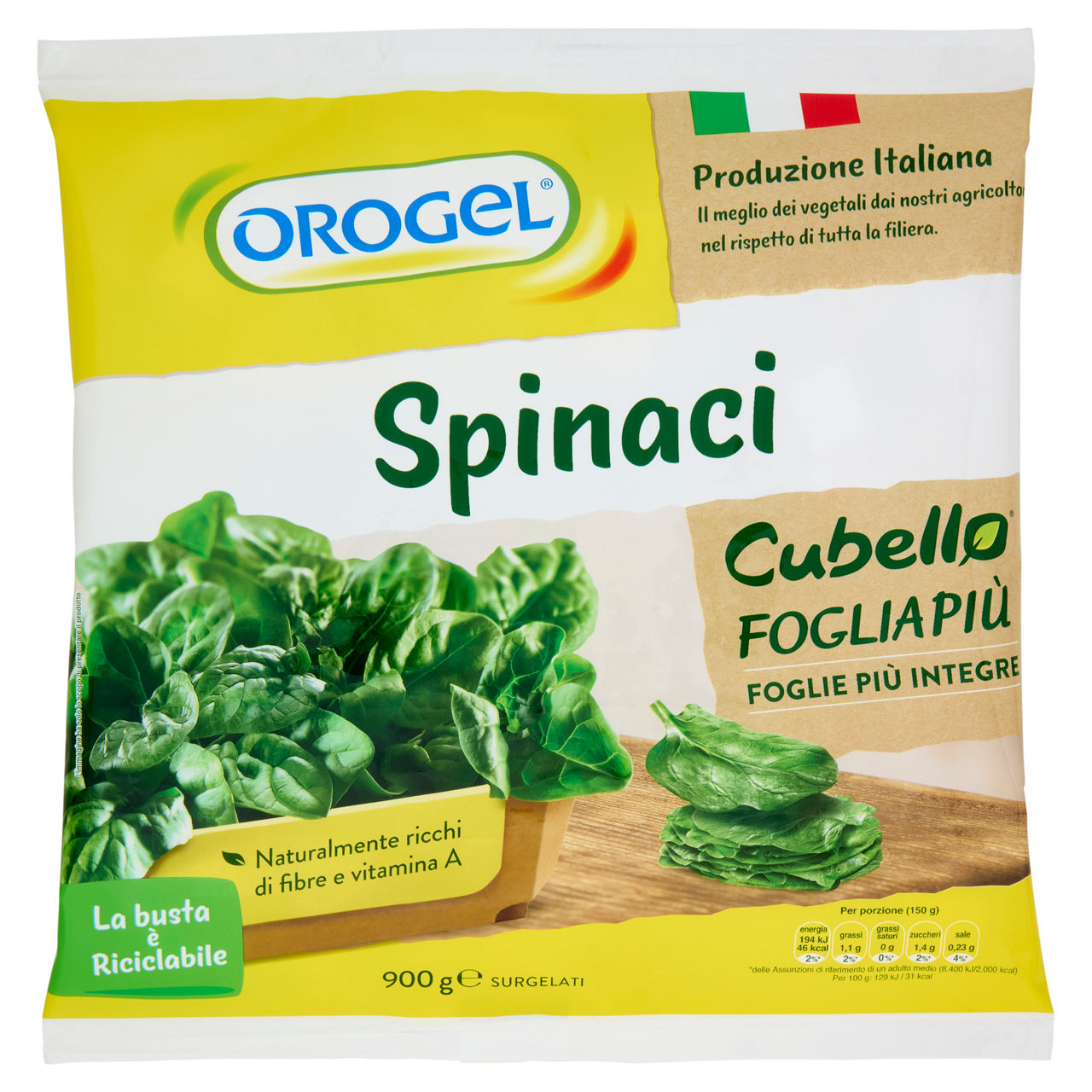 Spinaci a cubetti 900 gr