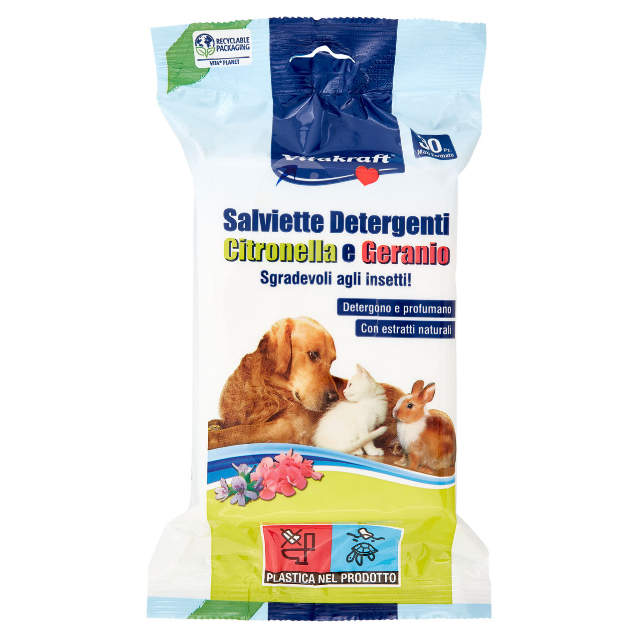 Salvietta gatto citronella e geranio vitakraft pz30
